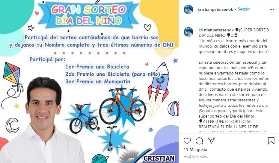Polémica: un concejal alfarista sortea bicicletas y un monopatín por el Día del Niño