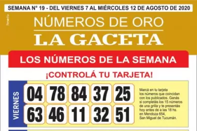 Esta es la grilla completa de los Números de Oro: el pozo acumula $ 1.200.000
