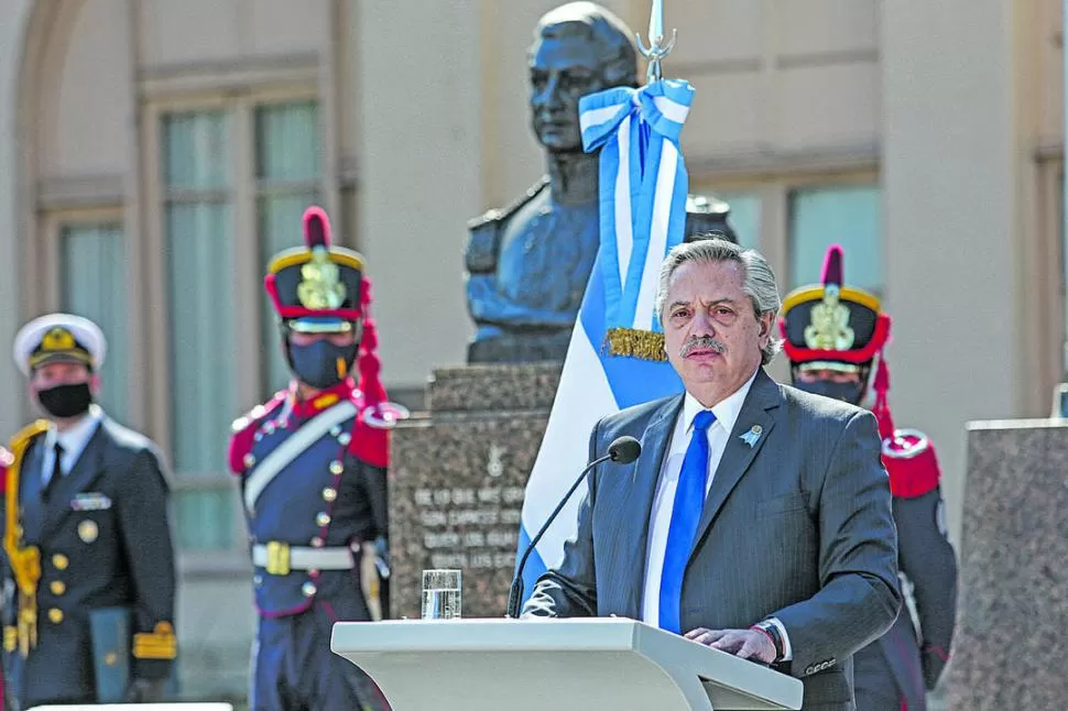 ACTO POR SAN MARTÍN. Alberto Fernández preside la ceremonia. télam