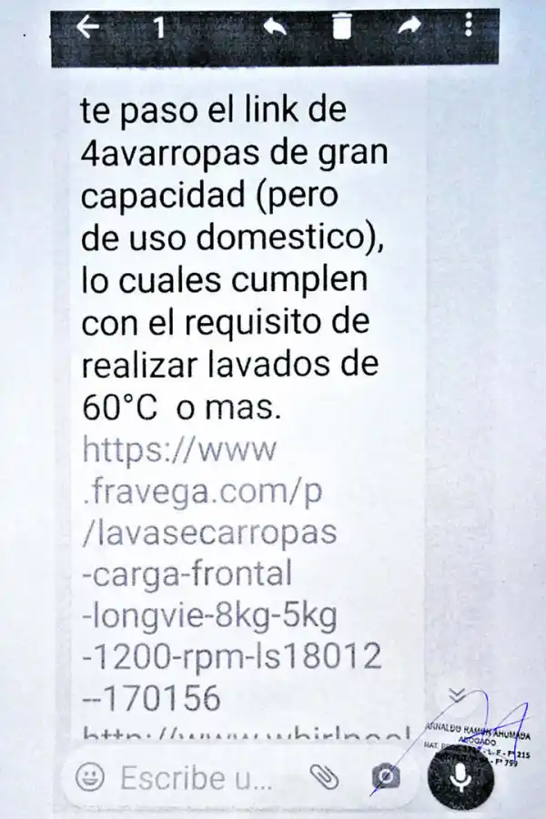 CAPTURA DE PANTALLA. El chat entre Ahumada y el funcionario Vicic.  