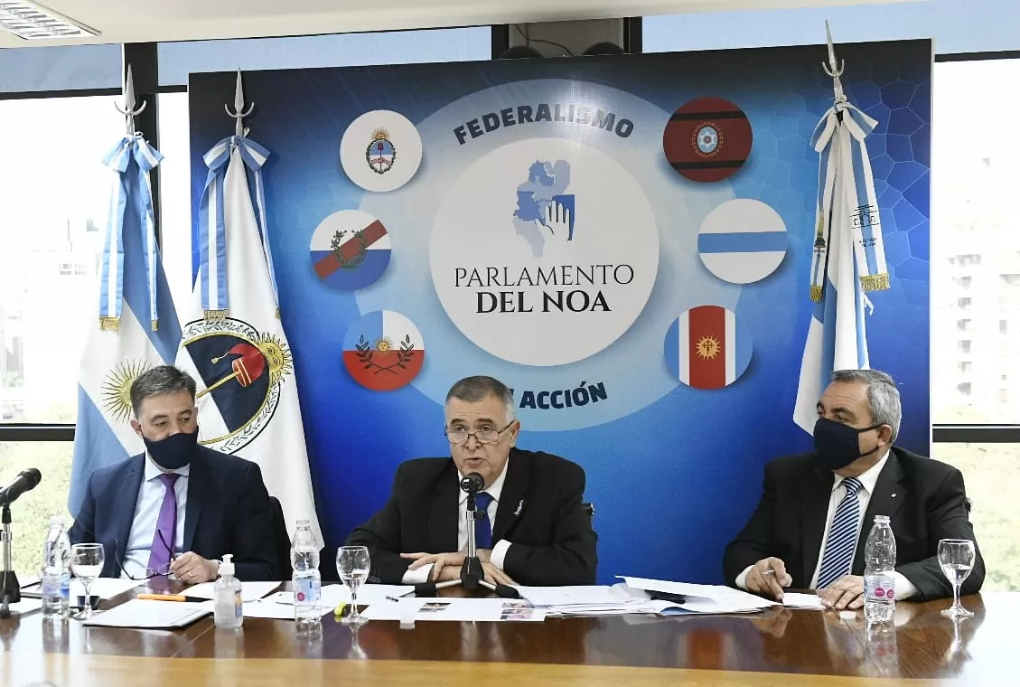 DESDE TUCUMÁN. El vicegobernador Jaldo encabeza el debate de mesa ejecutiva del ParlaNOA. Foto: Prensa HLT
