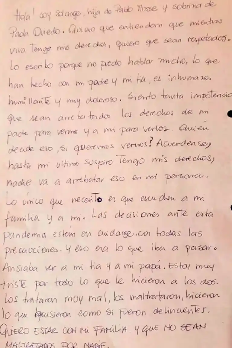 La carta que había escrito Solange.