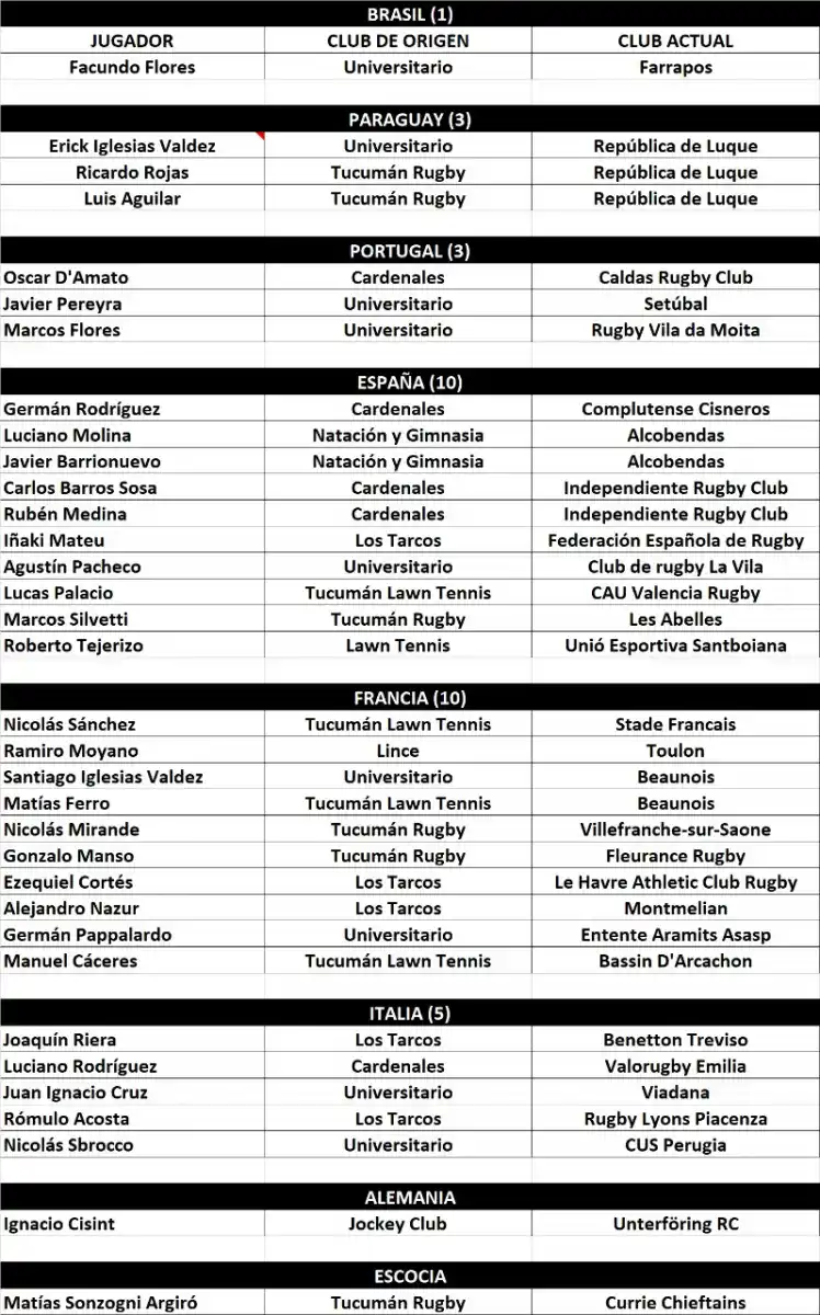 Rugby: tucumanos por el mundo