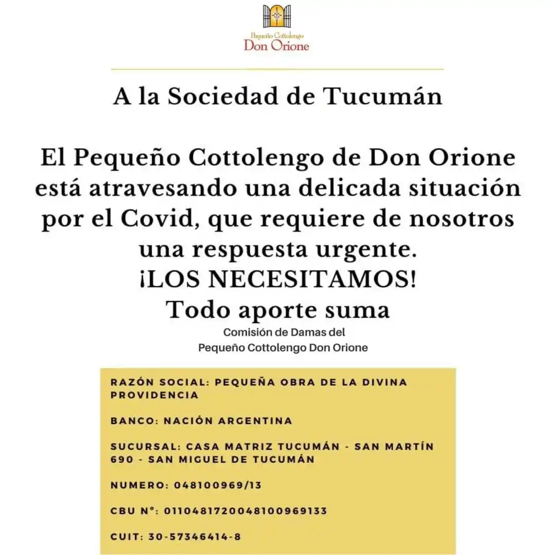 El Cottolengo Don Orione confirma un nuevo deceso por covid-19 y 38 contagios