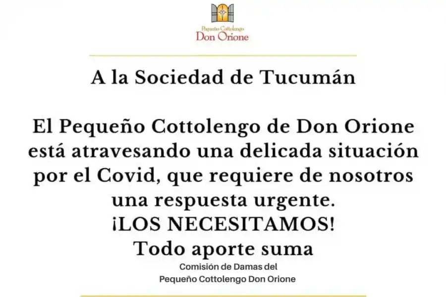 El Cottolengo Don Orione confirma un nuevo deceso por covid-19 y 38 contagios