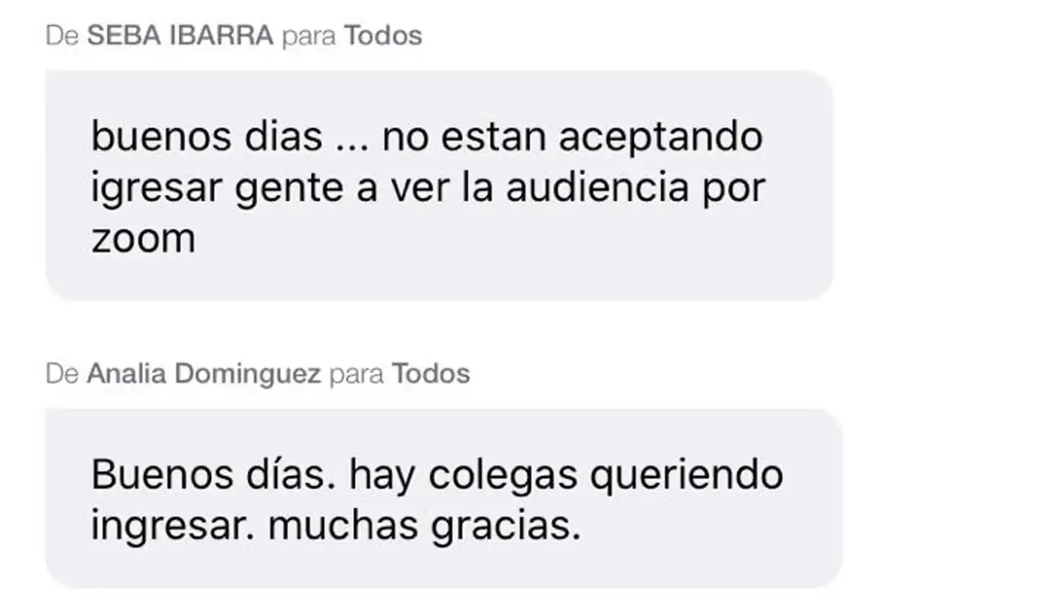 Chat durante la audiencia