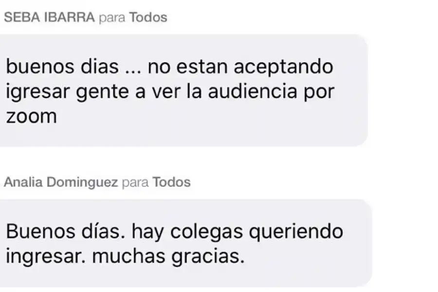 Chat durante la audiencia