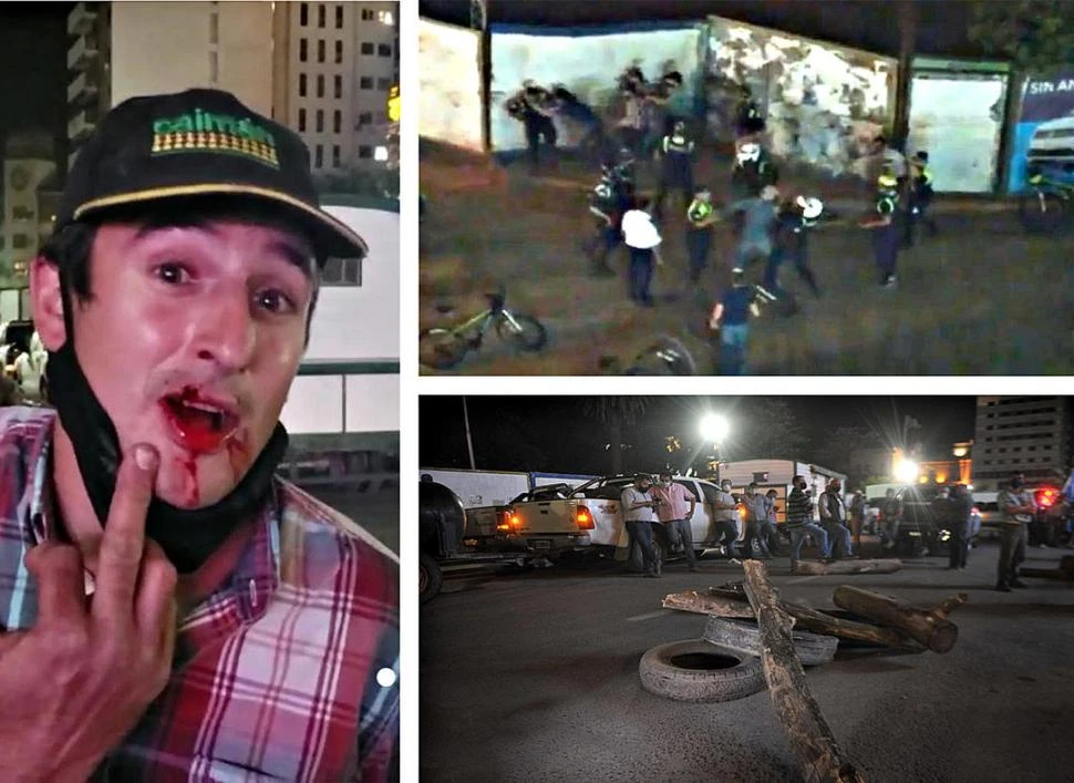 HERIDO. Uno de los productores recibió un golpe y debió ser suturado. imagen de video- la gaceta / foto de antonio ferroni