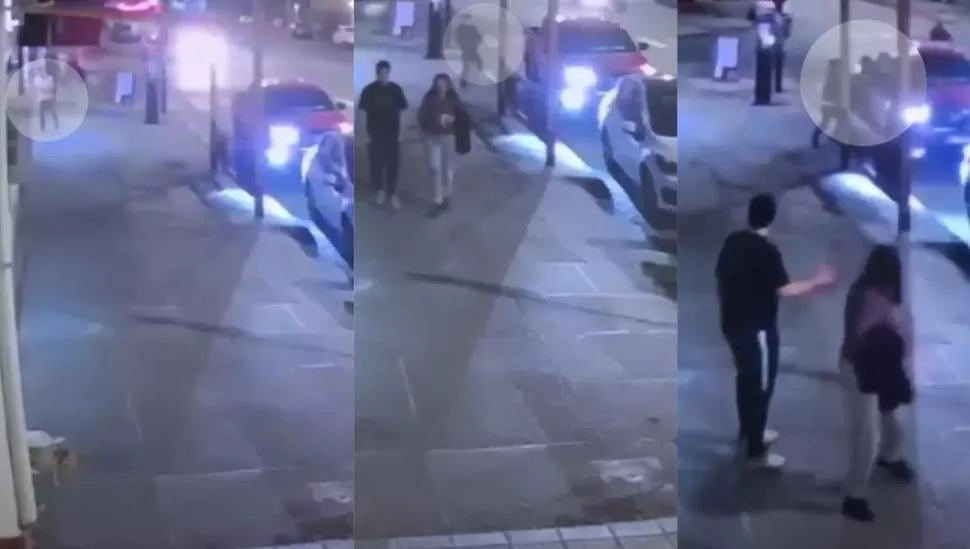 GRABACIÓN. Capturas del video en el cual se ve cómo dos ladrones arremeten contra la camioneta de Dominé. imagn captura de video