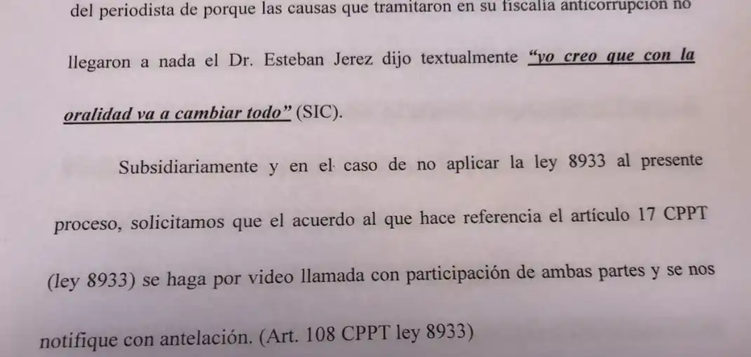 Pedicone le solicitó a la fiscal que se haga público lo que declare hoy Leiva