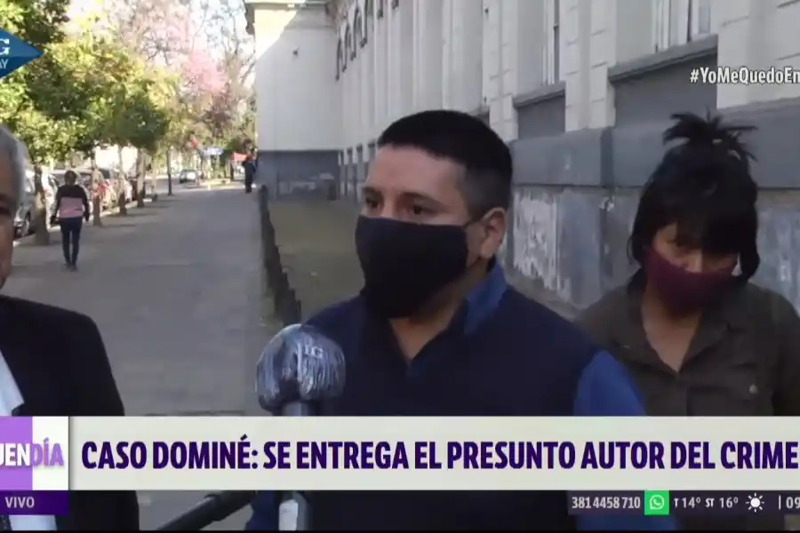 FRENTE A LOS TRIBUNALES. Godoy, junto a su abogado Pedernera, dialoga con LG PLAY. Captura de Video