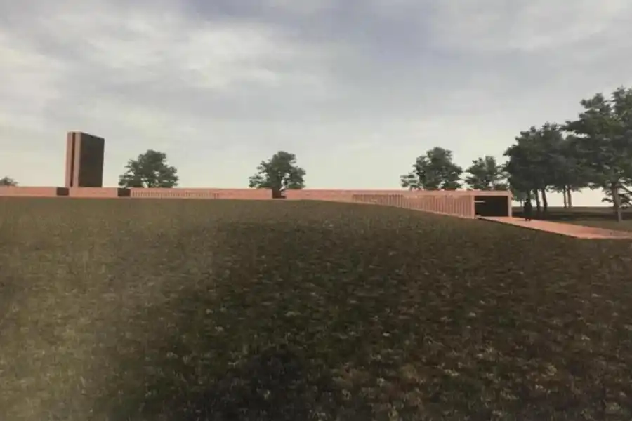 MAQUETA. Así sería la edificación del crematorio, según se dio a conocer de parte de la organización Gálvez. 