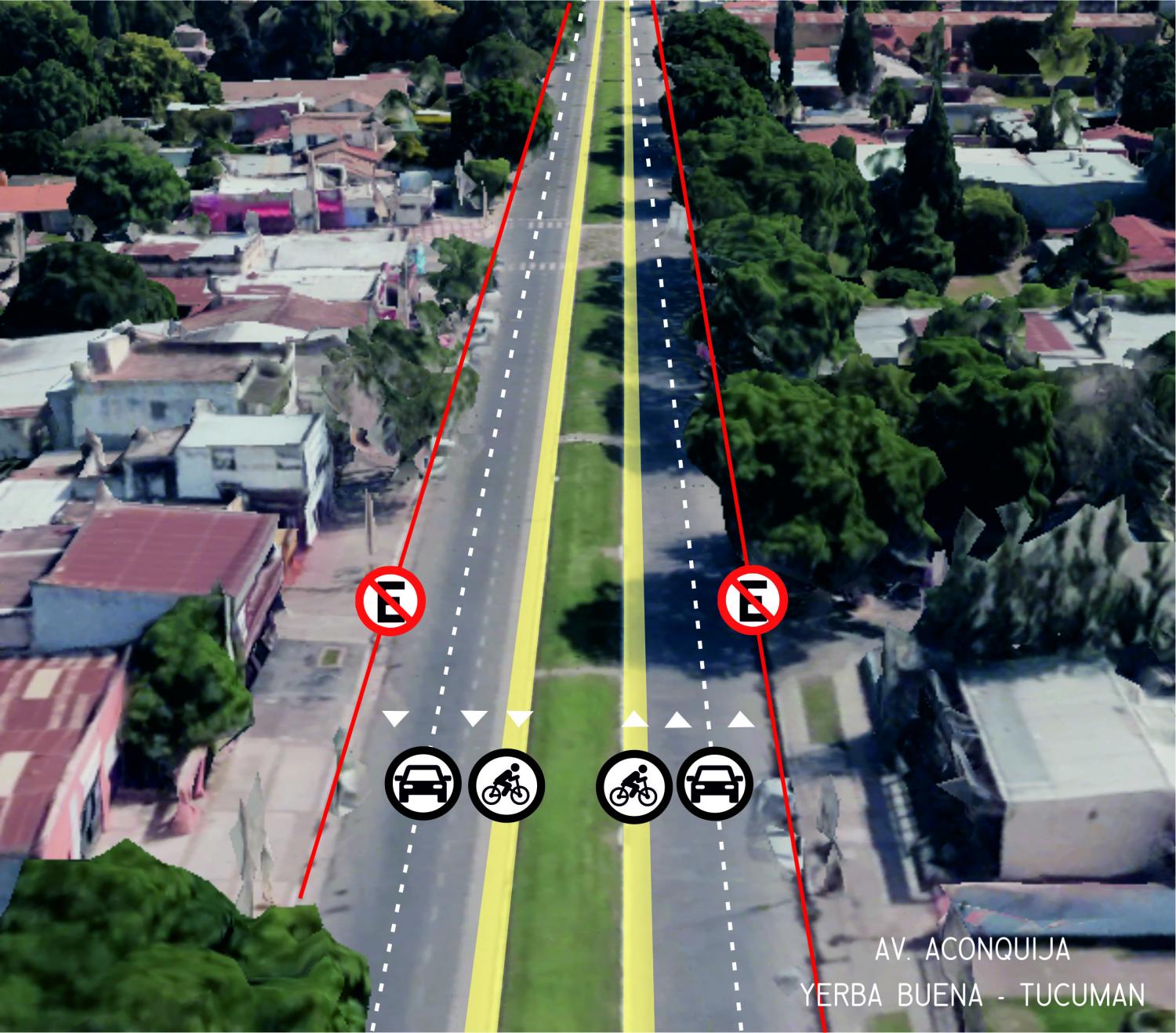 El diseño de la nueva ciclovía sobre avenida Aconquija.