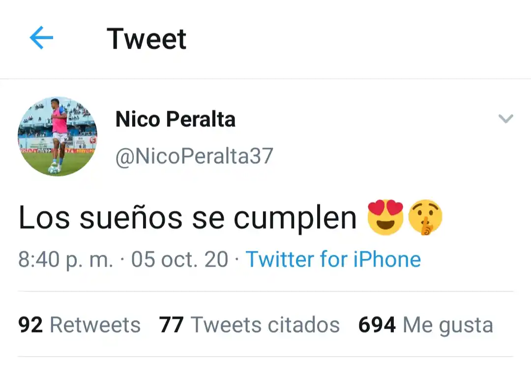 Con un mensaje en Twitter, Martín Peralta armó un revuelo entre hinchas Decanos y Santos