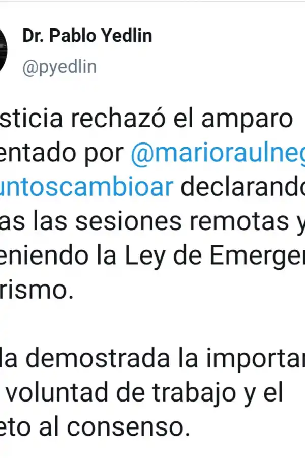 Rechazan el amparo pedido por Juntos por el Cambio contra la prórroga de sesiones virtuales