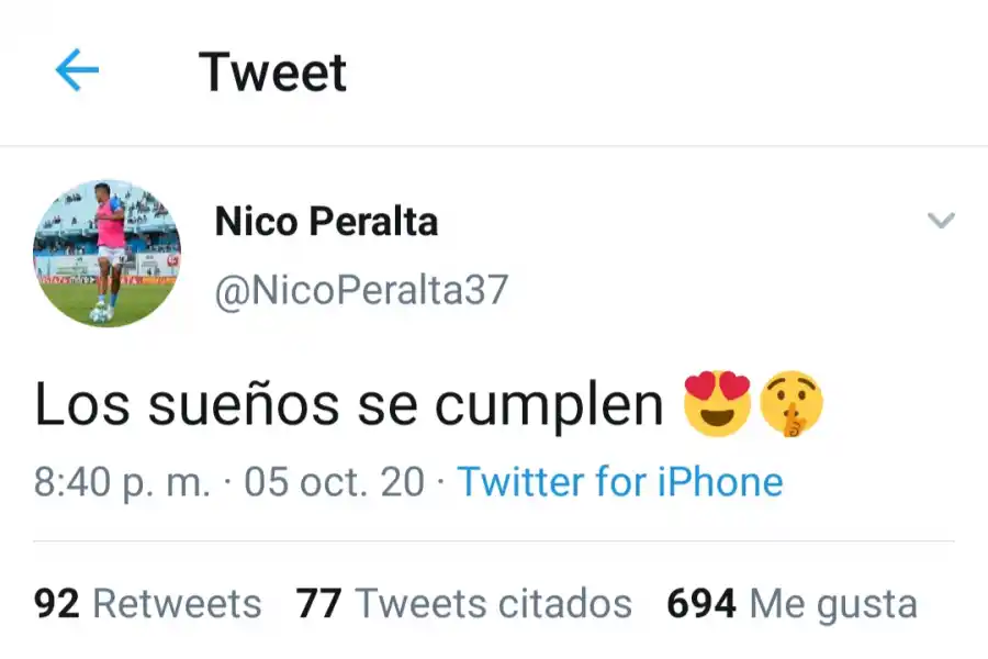 Con un mensaje en Twitter, Martín Peralta armó un revuelo entre hinchas Decanos y Santos