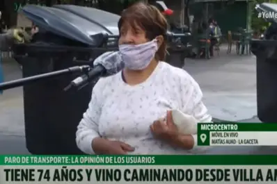 Por el paro de ómnibus, caminó desde Villa Amalia hasta el centro para pagar cuentas