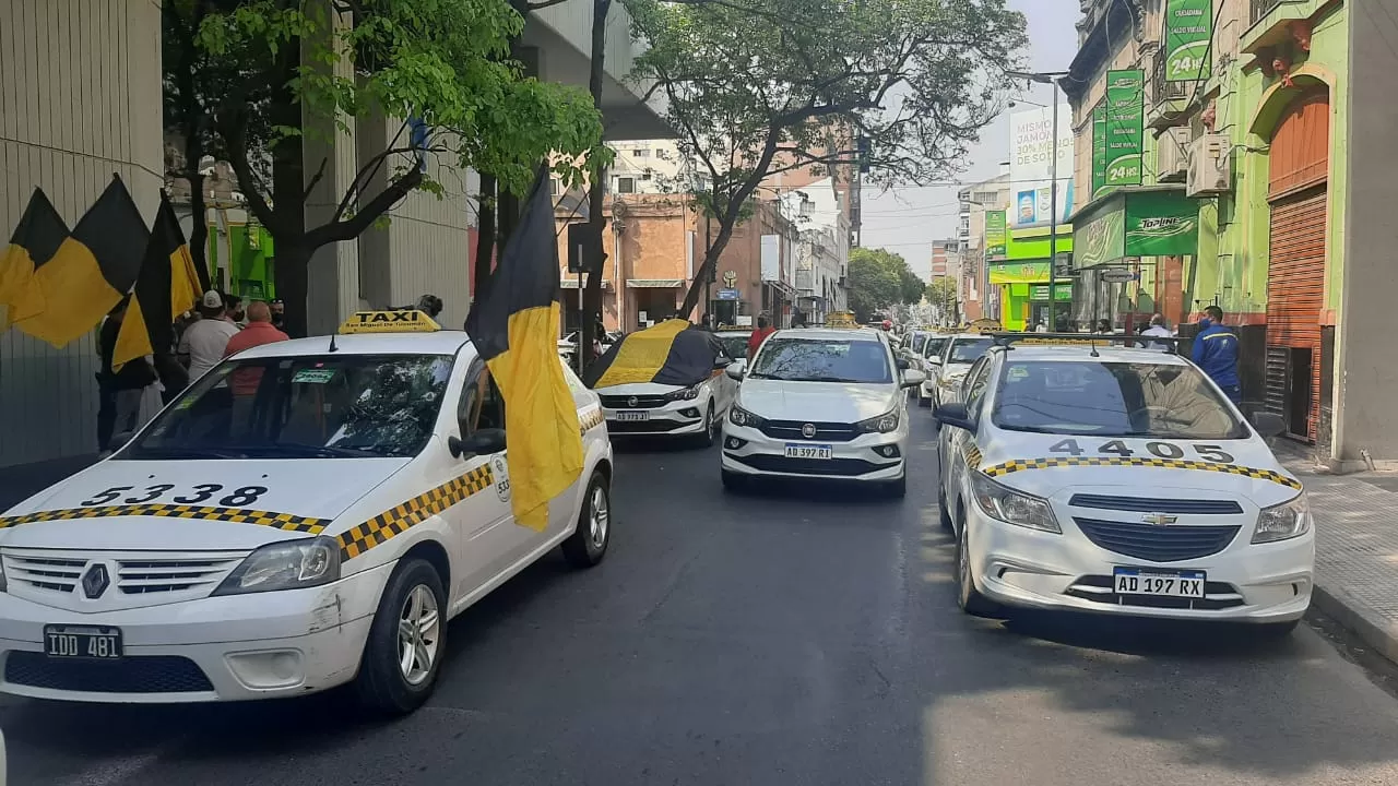 Los taxis se estacionaron frente al Concejo Deliberante.