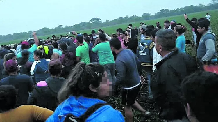 TOMARON VENGANZA. Una multitud se reunió en una plantación de zona sur para ponerle fin a la vida de prófugo; los videos de la barbarie circulan en las redes sociales. CAPTURA DE VIDEO