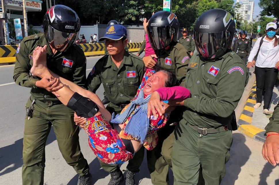 Protestas contra china en Camboya