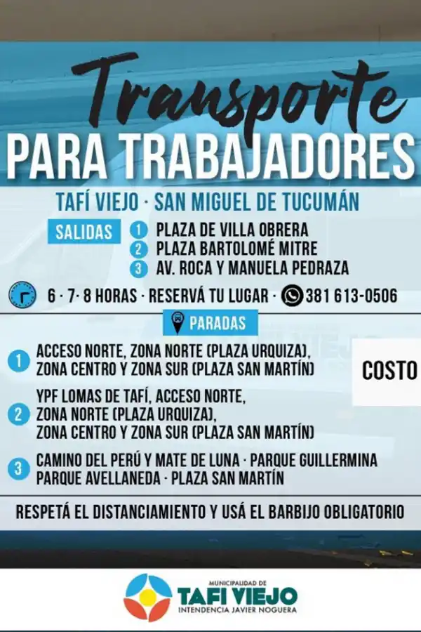 Recorrido del servicio alternativo de transporte de Tafí Viejo