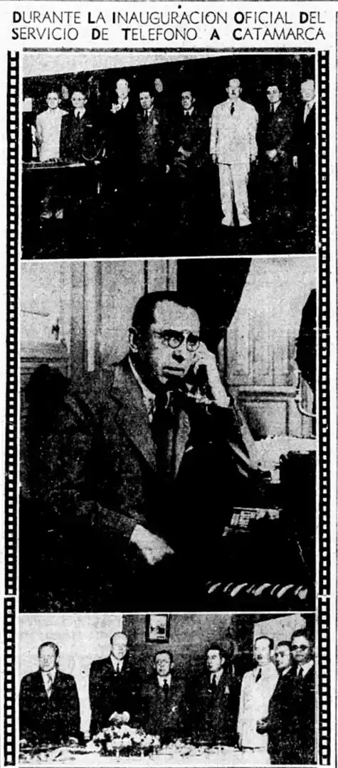 EN 1935. El gobernador Campero se comunica vía telefónica con los mandatarios de Catamarca y La Rioja. 