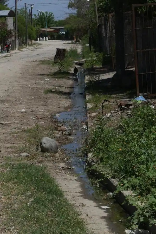 AGUA CONSTANTE. Por las calles de ripio y tierra.