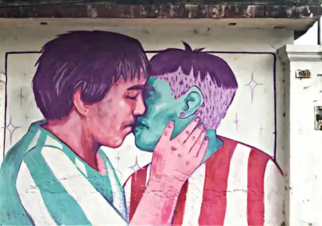 El mural original como lo pintaron los chicos de 