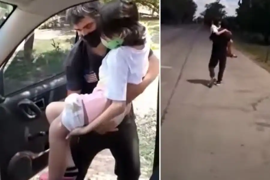 Un dibujo del padre que caminó cinco kilómetros con su hija enferma en brazos se hizo viral