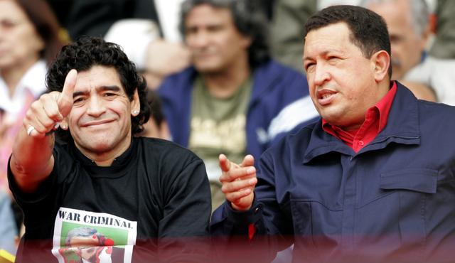 LÍDERES SUDAMERICANOS. El “10” participó del “No al ALCA” en Mar del Plata junto con Hugo Chávez y Evo Morales, en 2005.  