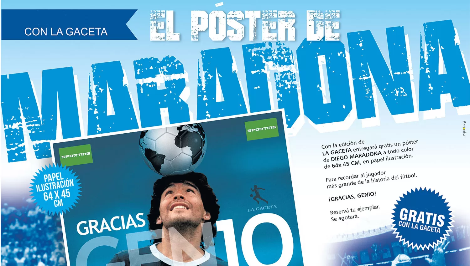 El póster de Maradona, gratis con LA GACETA 