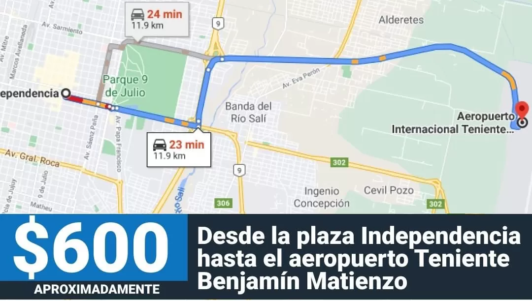 COSTO. Llegar al aeropuerto desde la plaza Independencia costará $ 600 con el aumento de un 30% que el Concejo Deliberante de la Capital concedió para la bajada de bandera y para la ficha del taxi.