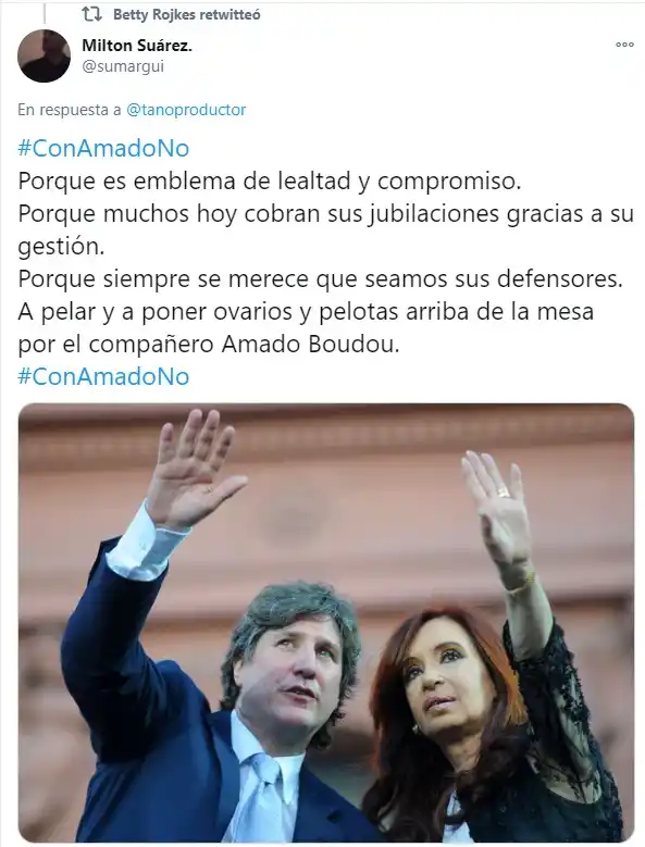 #ConAmadoNo: Betty Rojkés dio su apoyo a Boudou e invitó a firmar un petitorio en su defensa