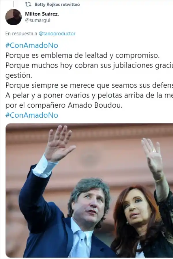 #ConAmadoNo: Betty Rojkés dio su apoyo a Boudou e invitó a firmar un petitorio en su defensa