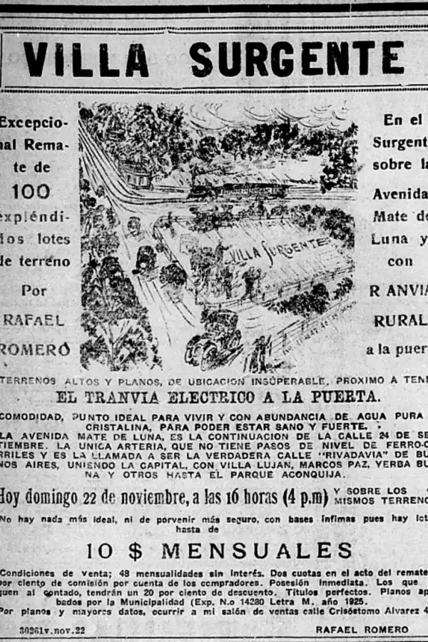 VILLA SURGENTE. Comenzaba a poblarse la zona de avenida Mate de Luna al 3000, donde el tranvia rural encaraba hacia el cerro. 