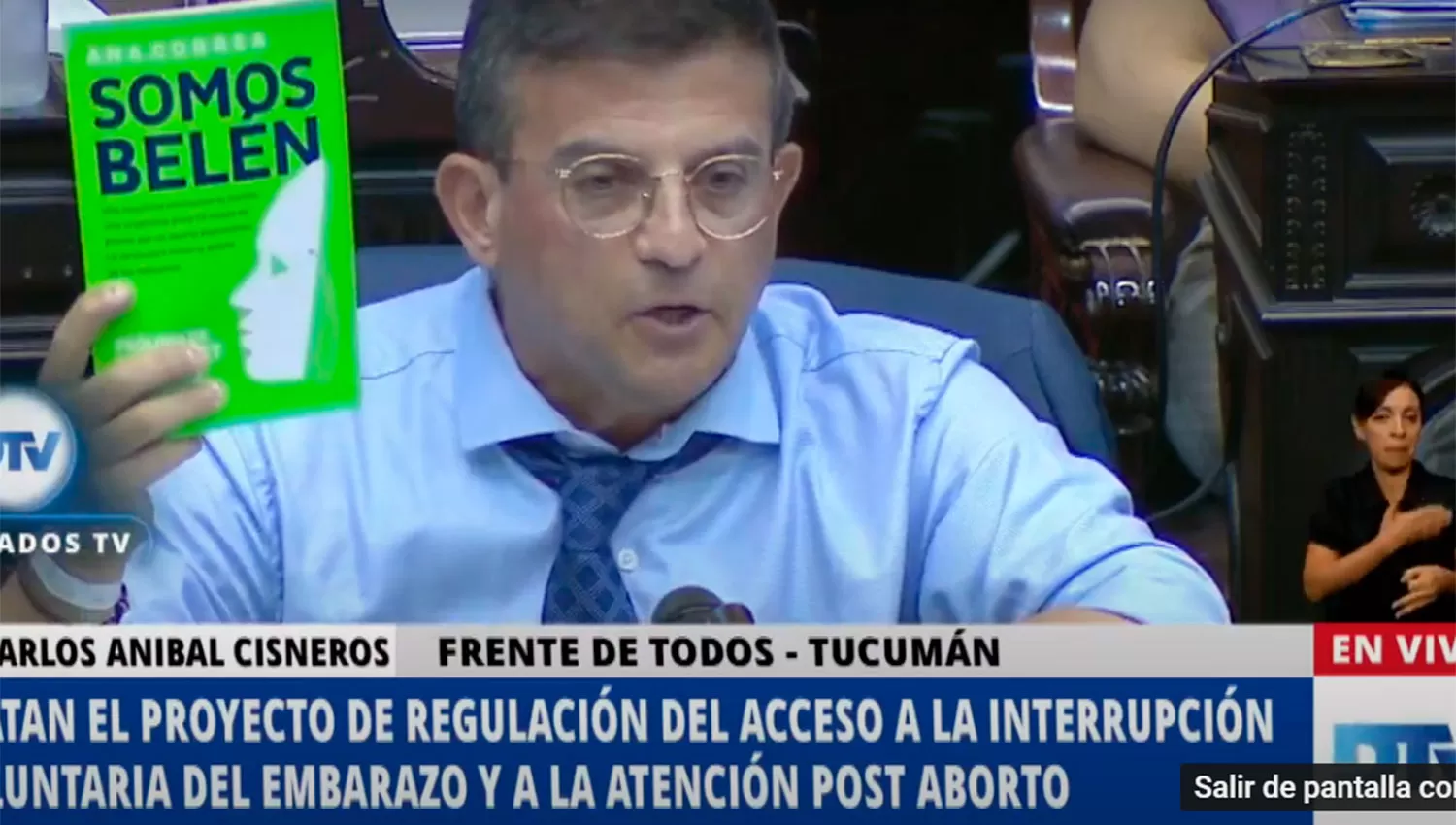 Cisneros citó los casos Belén y Lucía, pidió terminar con la intolerancia y ratificó su voto positivo