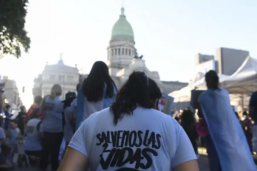 ORANDO FRENTE AL CONGRESO. Grupos pro vida se encomendaron a Dios.
