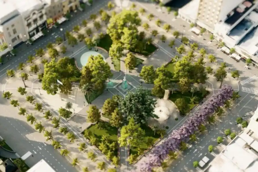 Los trabajos en el corazón de la capital, la plaza Independencia, se demoraron debido a la pandemia. Habrá cambios de fondo allí.  