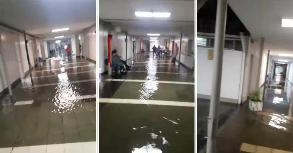 EL AGUA POR TODOS LADOS. Imágenes captadas de un video sobre el Centro de Salud que se viralizó. 