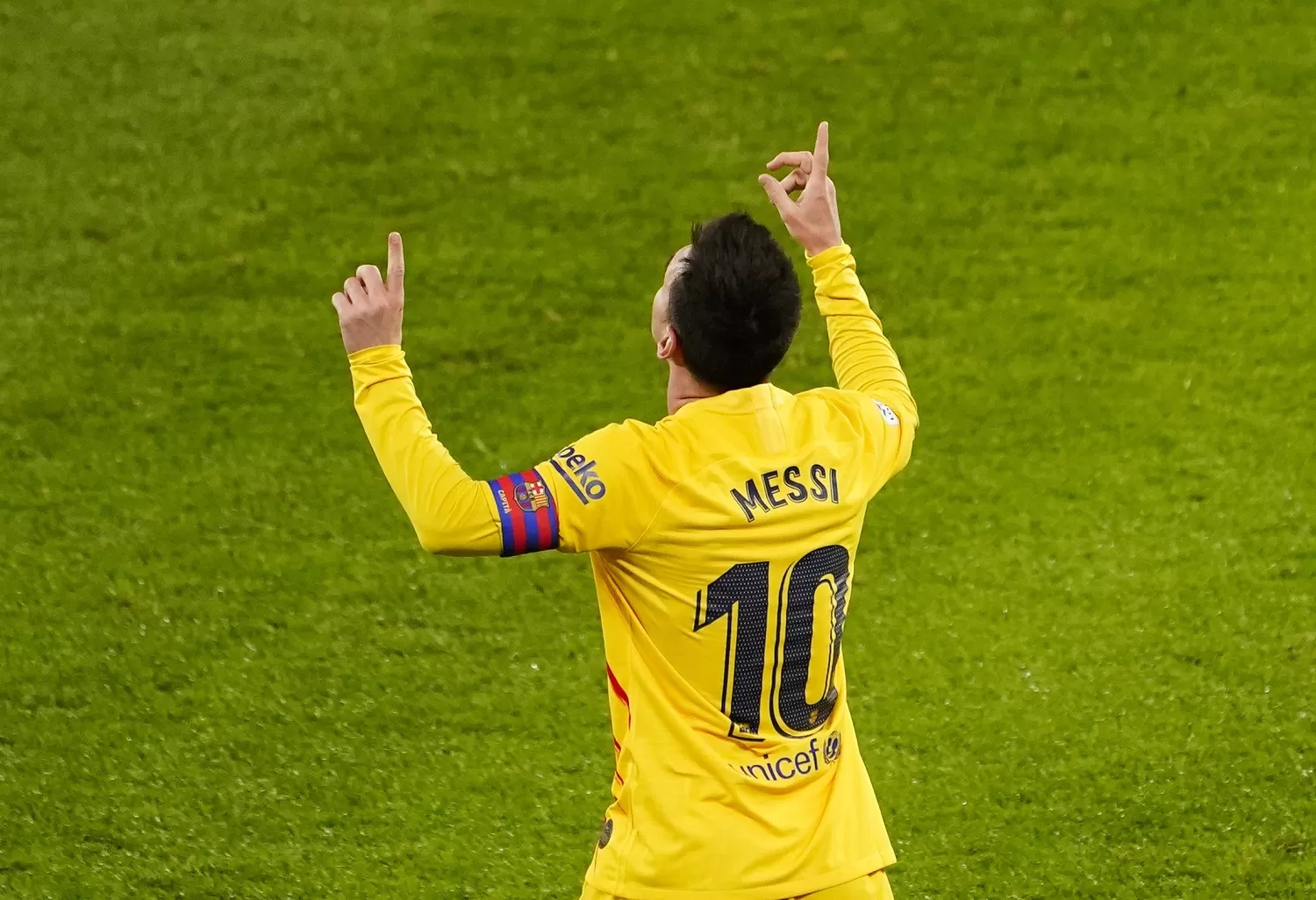 GOLEADOR. Messi hizo un doblete en el 3 a 2 del equipo culé. REUTERS 