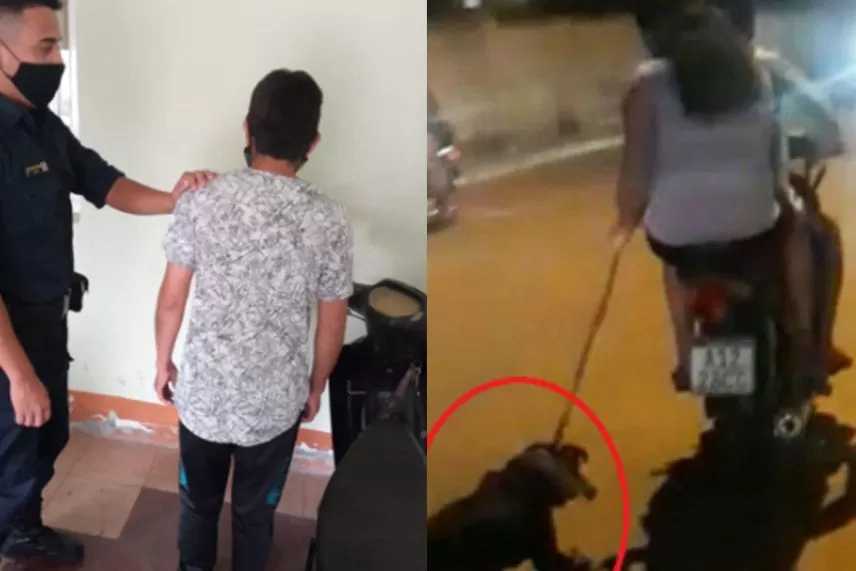 Video: detienen a una pareja por arrastrar a un perro herido desde una moto