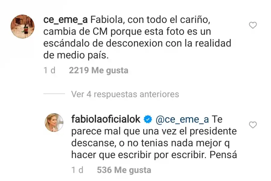 No hay nadie que se merezca más un descanso que Alberto, dijo Fabiola Yáñez