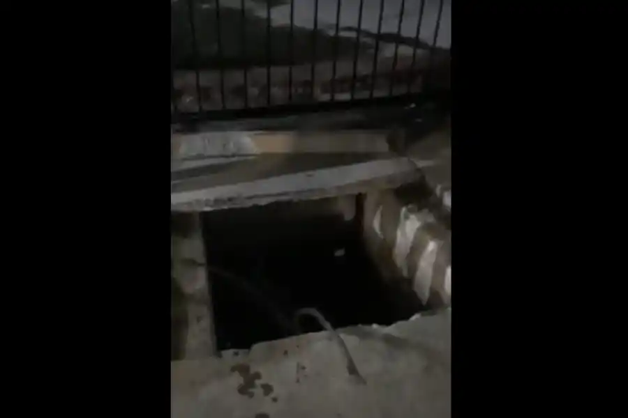 Parque 9 de Julio, pozo donde cayó Benjamín. CAPTURA DE VIDEO.