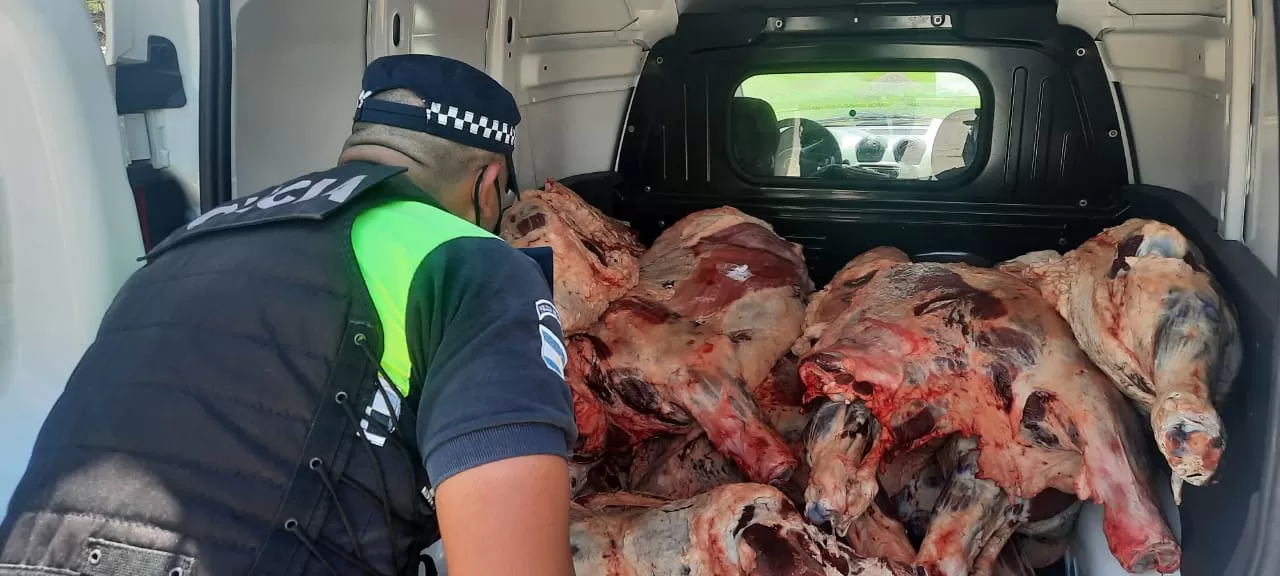 El Mollar: sorprenden a un conductor que transportaba carne en forma irregular