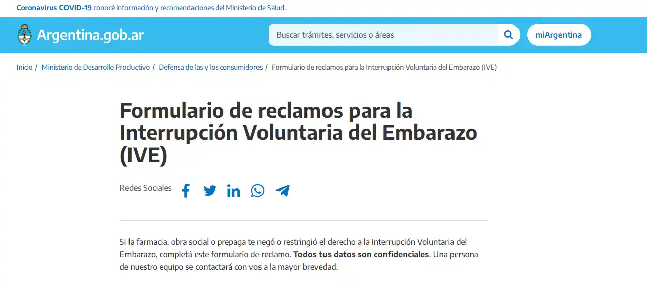 Se habilitó un formulario online para denunciar impedimentos en la práctica del aborto legal