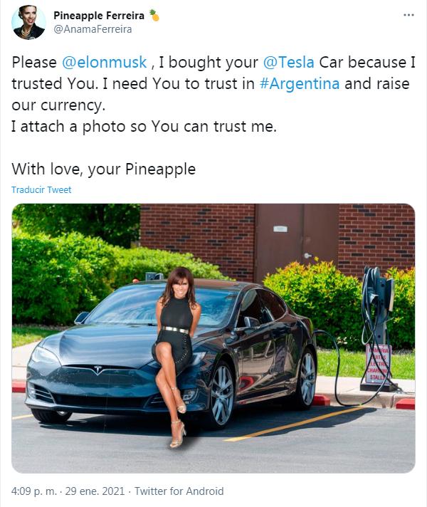 El desopilante pedido de Anamá Ferreira al multimillonario Elon Musk