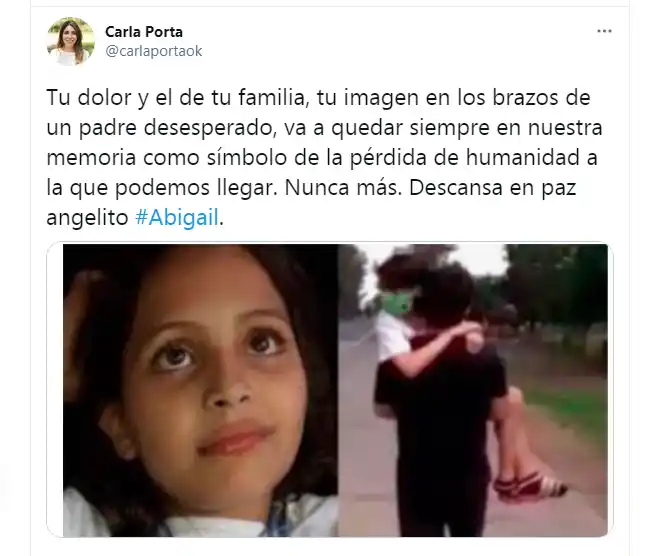 El último adiós a Abigail en las redes