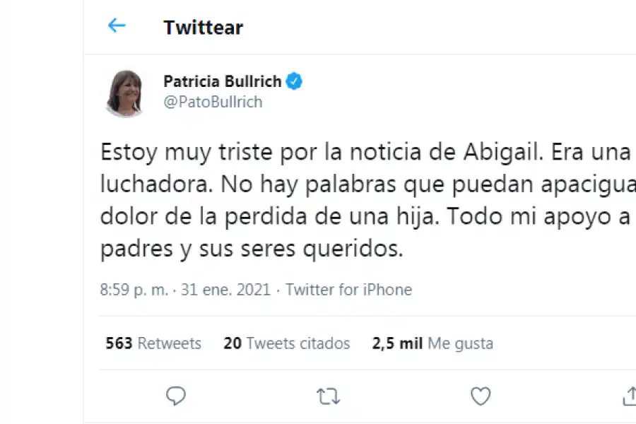 El último adiós a Abigail en las redes