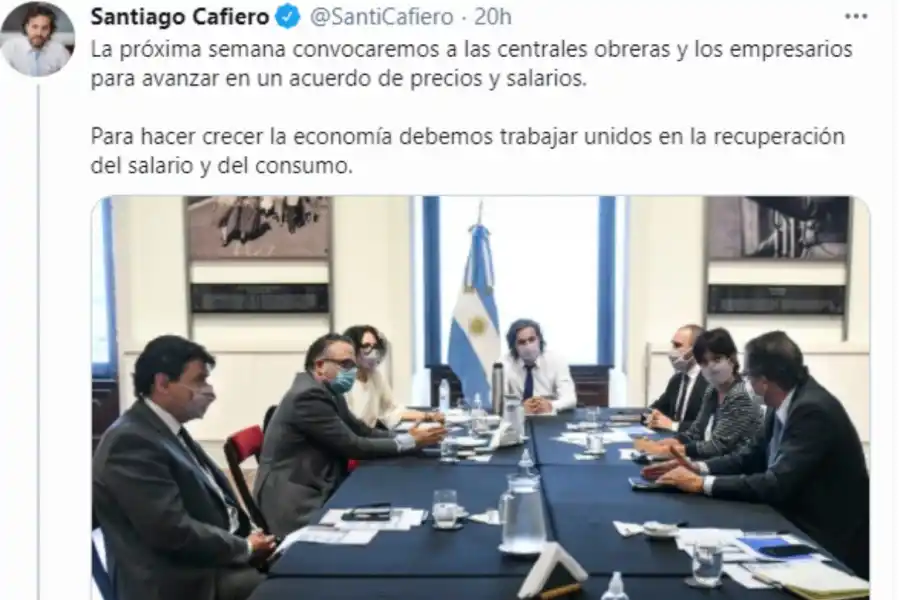 Santiago Cafiero: vamos a defender las paritarias libres, sin pisos ni techos