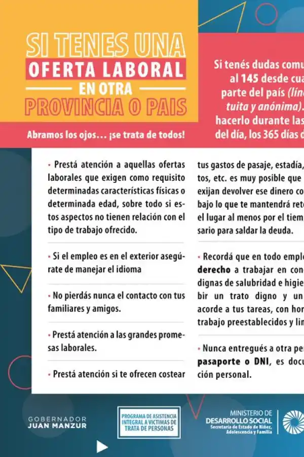 Viajes por ofertas laborales: brindan pautas para prevenir casos de trata de personas
